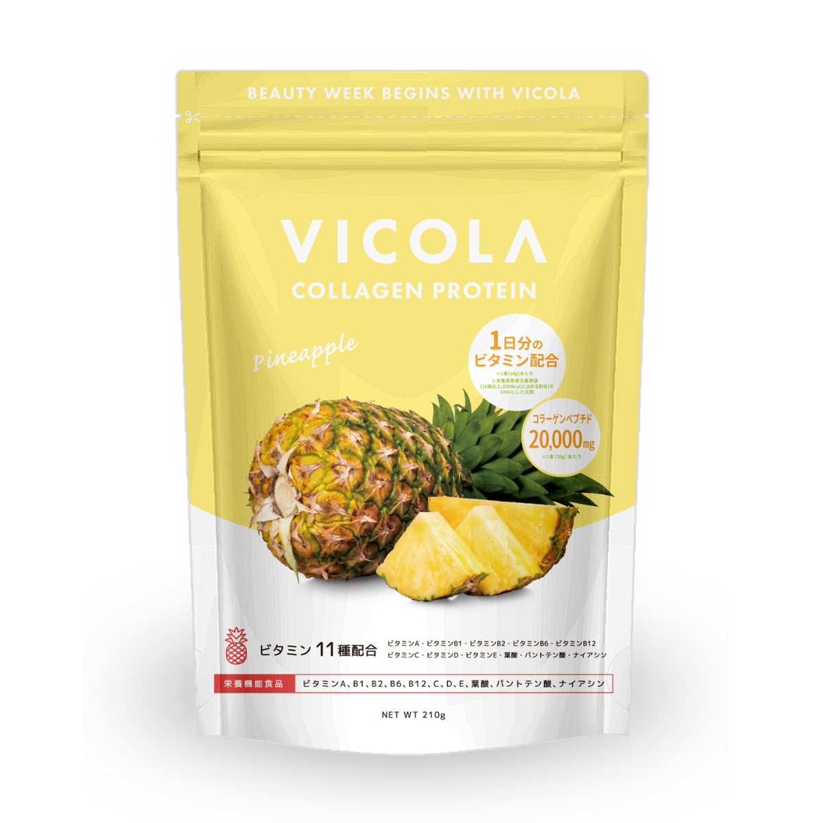 コラーゲンプロテイン VICOLA パイナップル風味 210g